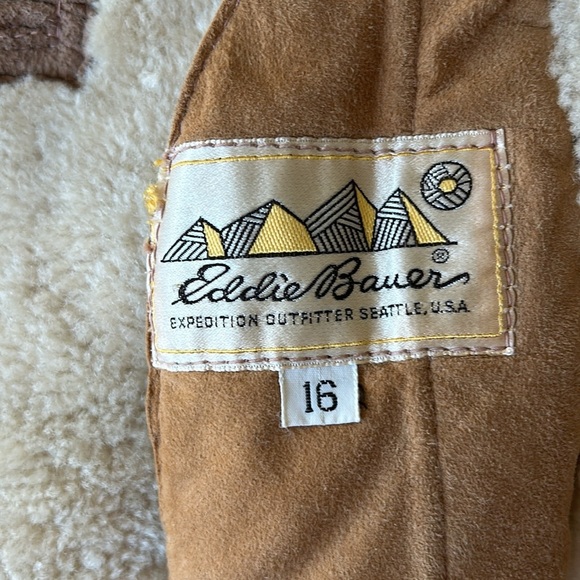 Eddie Bauer Tan Leather Jacket with Cream Accents - Picture 4 of 8